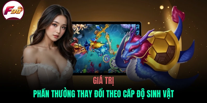 Giá trị phần thưởng thay đổi theo cấp độ sinh vật